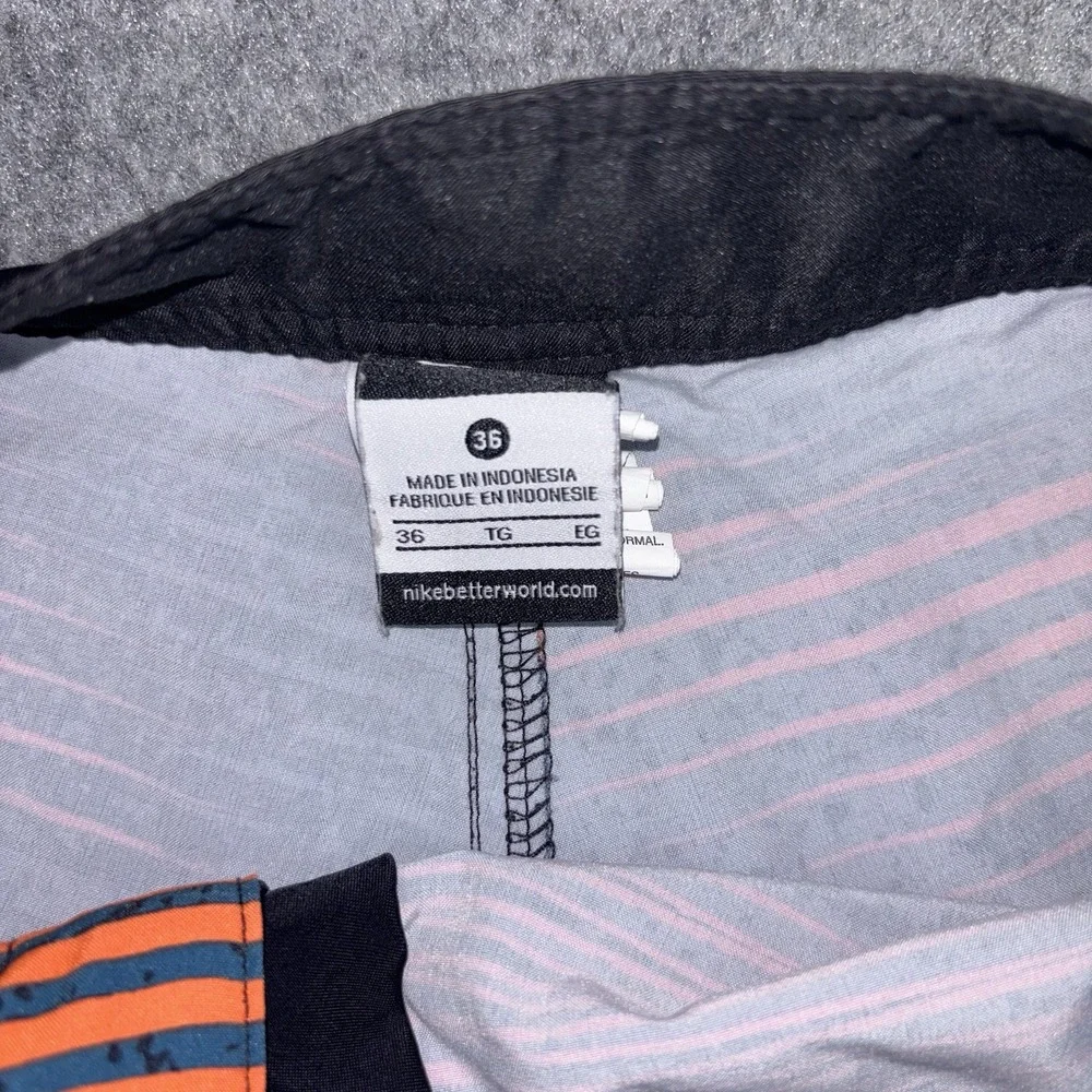 Nike Board Shorts Men 36 Swim Trunks Stretch Striped Surf Blue Orange Black EUC
